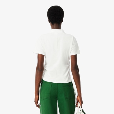  Kadın Slim Fit Beyaz Polo