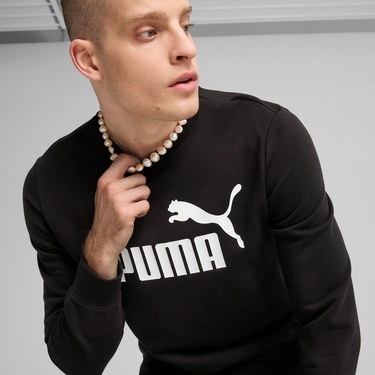  Puma Ess No 1 Logo Crew Erkek Siyah Sweatshirt