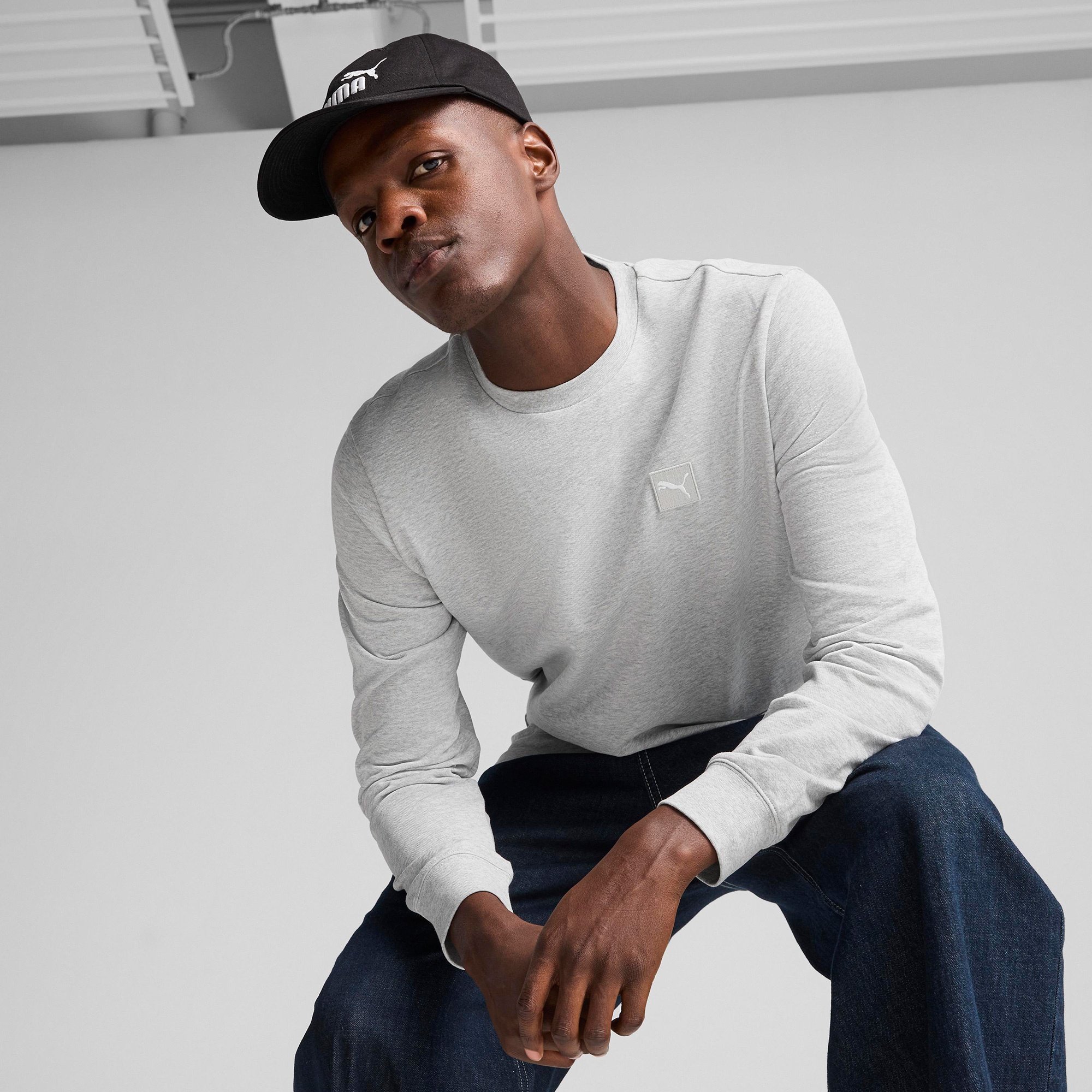 Puma Ess Elevated Crew Tr Erkek Gri Sweatshirt