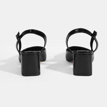  Kadın Siyah Deri Topuklu Klasik Ayakkabı