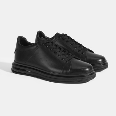  Siyama Siyah Erkek Bağcıklı Deri Günlük Ayakkabı