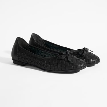  Kadın Siyah Örgü Detaylı Fiyonklu Deri Babet