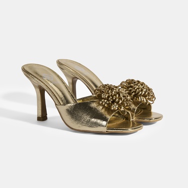  Glowen Gold Aksesuar Detaylı Kadın Topuklu Terlik