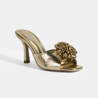  Glowen Gold Aksesuar Detaylı Kadın Topuklu Terlik