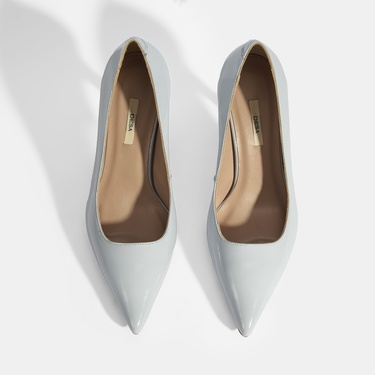  Kadın Mavi Rugan Topuklu Ayakkabı