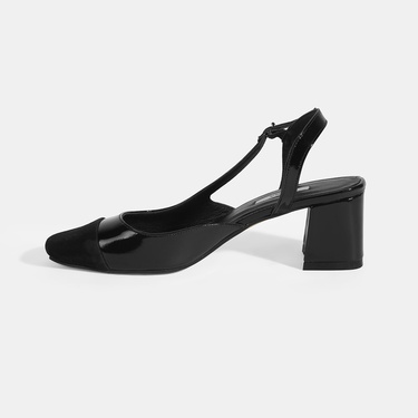  Kadın Siyah Deri Topuklu Klasik Ayakkabı