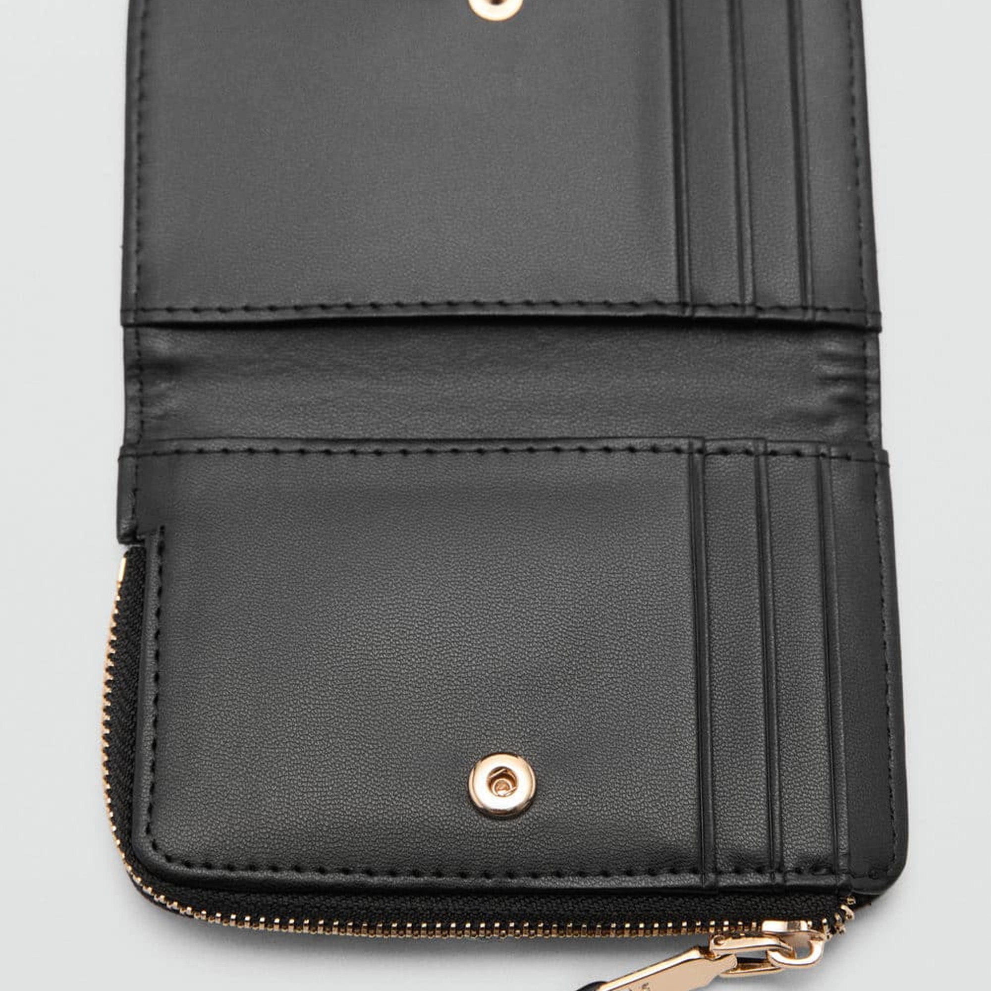 Mango Kadın Dekoratif Dikişli Cüzdan Siyah