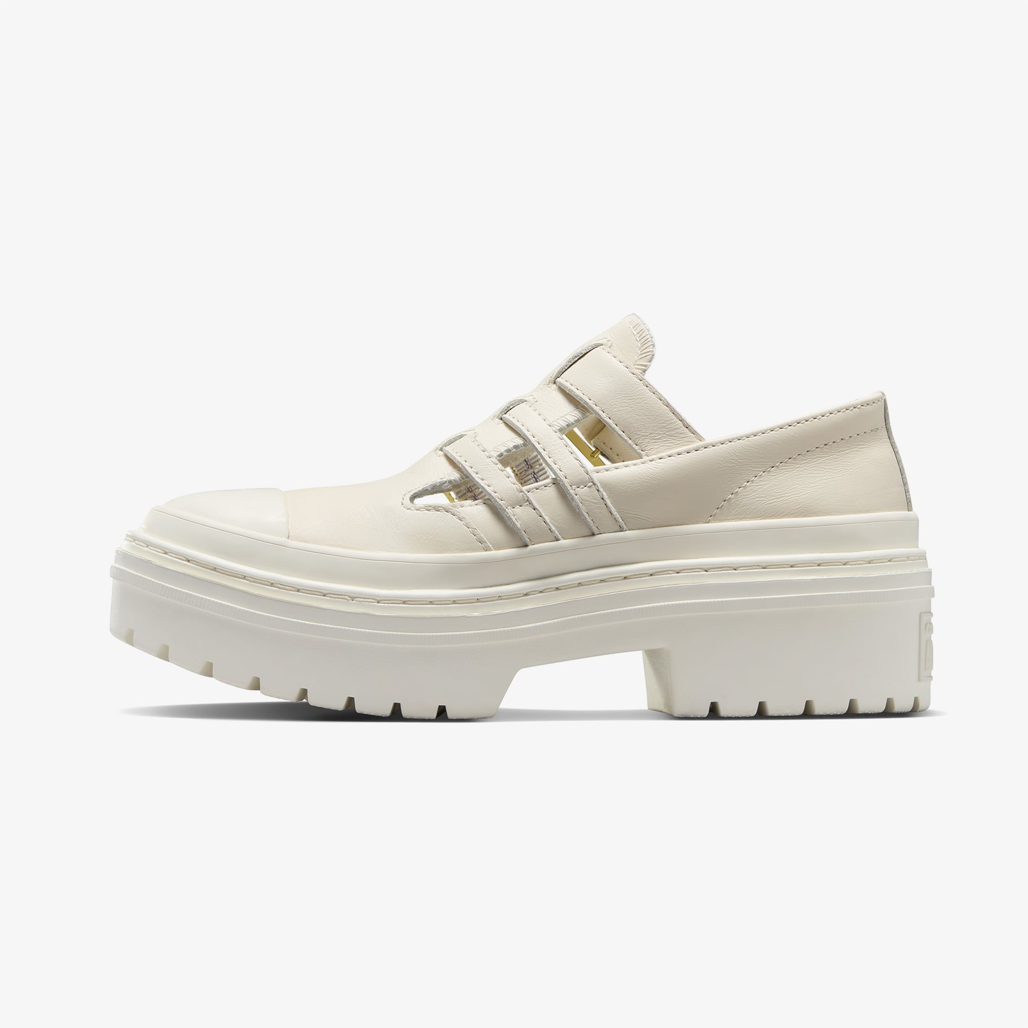 Converse Converse Chuck Taylor All Star Lugged Heel Mary Jane Kadın Krem Deri Platform Loafer Ayakkabı Sandalet & Terlik | FashFed Krem - 5. görsel