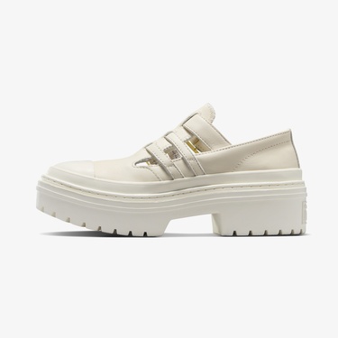  Converse Chuck Taylor All Star Lugged Heel Mary Jane Kadın Krem Deri Platform Loafer Ayakkabı
