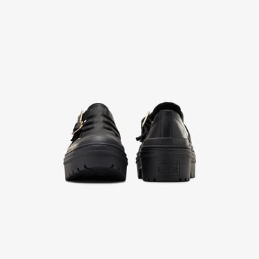  Converse Chuck Taylor All Star Lugged Heel Mary Jane Kadın Siyah Deri Platform Loafer Ayakkabı