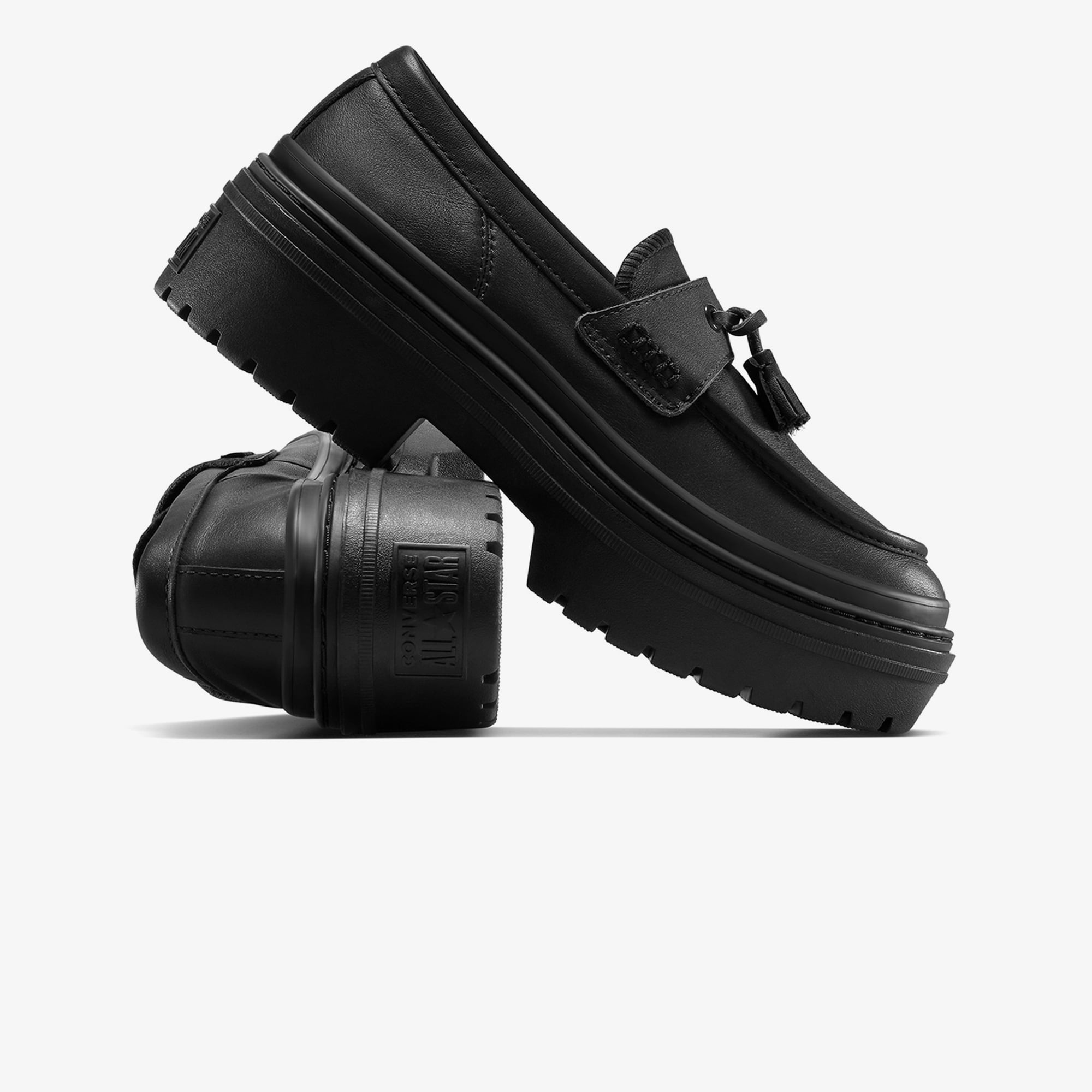 Converse Converse Chuck Taylor All Star Lugged Heel Kadın Siyah Deri Platform Loafer Ayakkabı Casual Ayakkabı | FashFed Siyah - 7. görsel