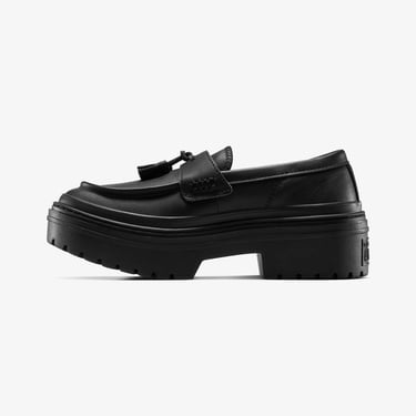  Converse Chuck Taylor All Star Lugged Heel Kadın Siyah Deri Platform Loafer Ayakkabı