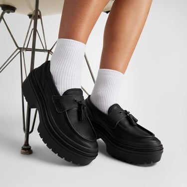  Converse Chuck Taylor All Star Lugged Heel Kadın Siyah Deri Platform Loafer Ayakkabı