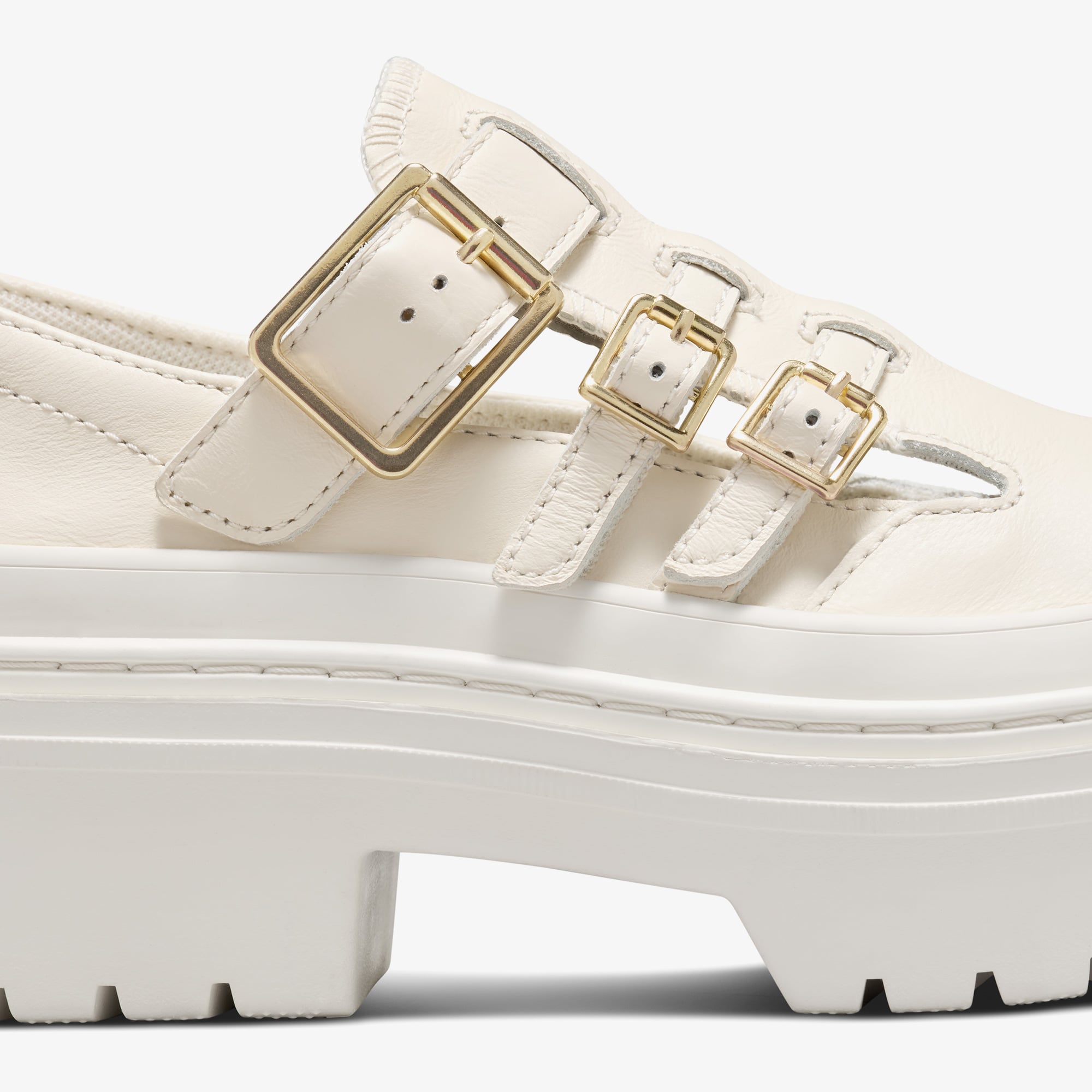 Converse Converse Chuck Taylor All Star Lugged Heel Mary Jane Kadın Krem Deri Platform Loafer Ayakkabı Sandalet & Terlik | FashFed Krem - 9. görsel