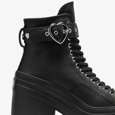  Converse Chuck 70 De Luxe Heel Unisex Siyah Deri Platform Dark Romance Sneaker