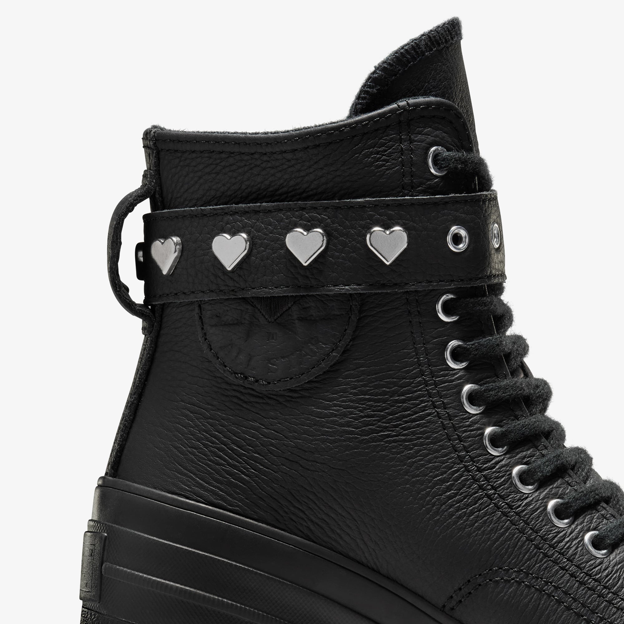 Converse Chuck 70 De Luxe Heel Unisex Siyah Deri Platform Dark Romance Sneaker