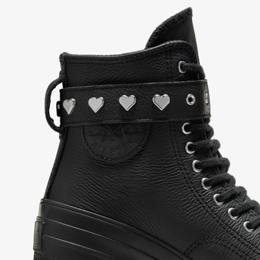  Converse Chuck 70 De Luxe Heel Unisex Siyah Deri Platform Dark Romance Sneaker