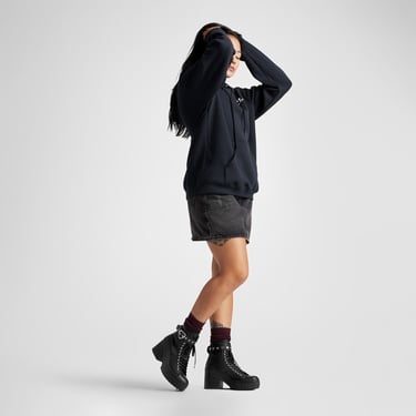  Converse Chuck 70 De Luxe Heel Unisex Siyah Deri Platform Dark Romance Sneaker