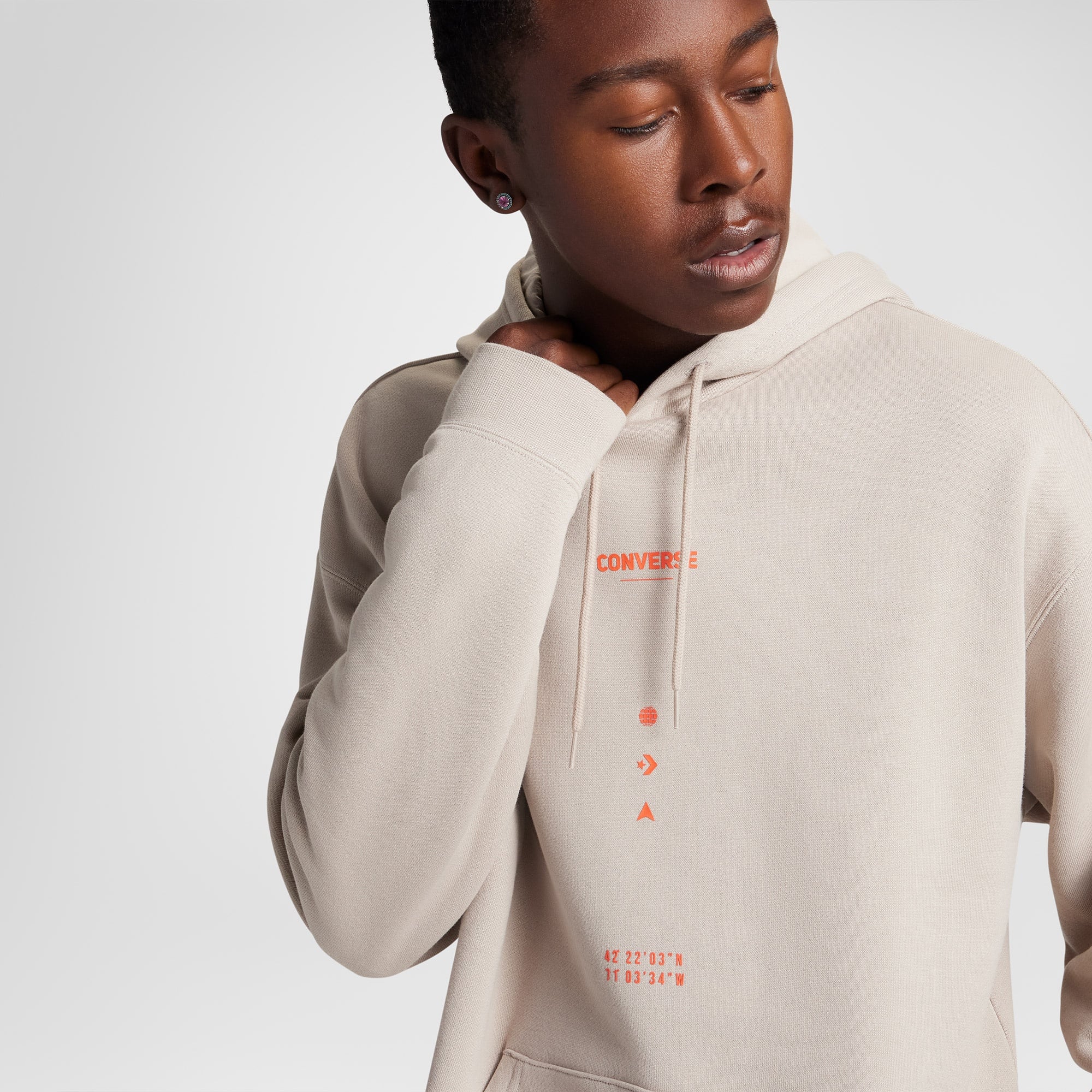 Converse Erkek Loose Fit Bej Hoodie