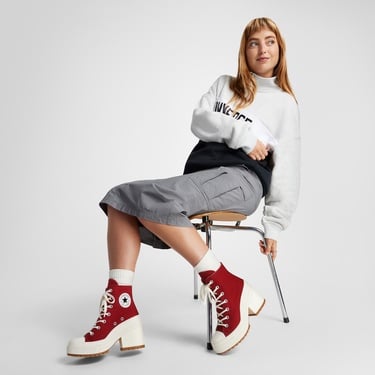  Converse Chuck 70 De Luxe Heel Unisex Kırmızı Platform Sneaker