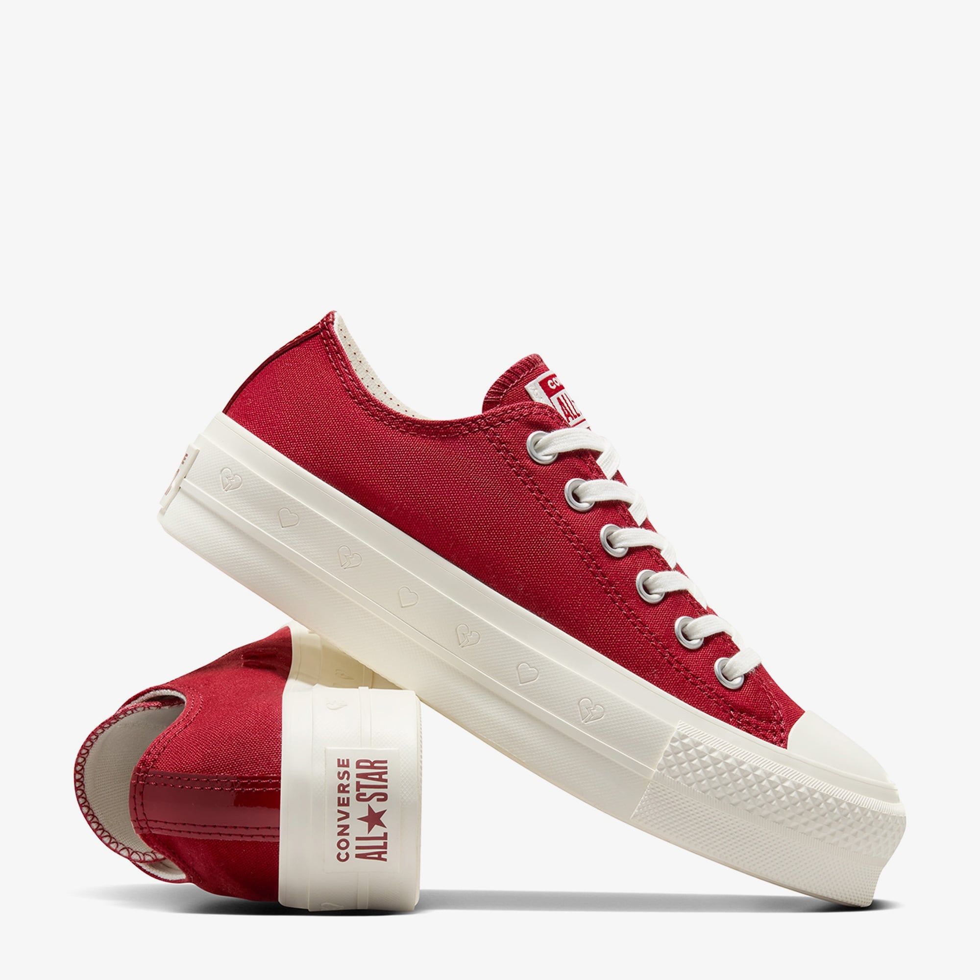 Converse Chuck Taylor All Star Lift Hearts Kadın Kırmızı Platform Sneaker