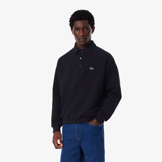  Lacoste Erkek Loose Fit Polo Yaka Lacivert Sweatshirt