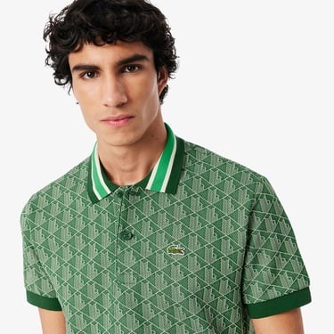  Lacoste Erkek Classic Fit Monogram Yeşil Polo