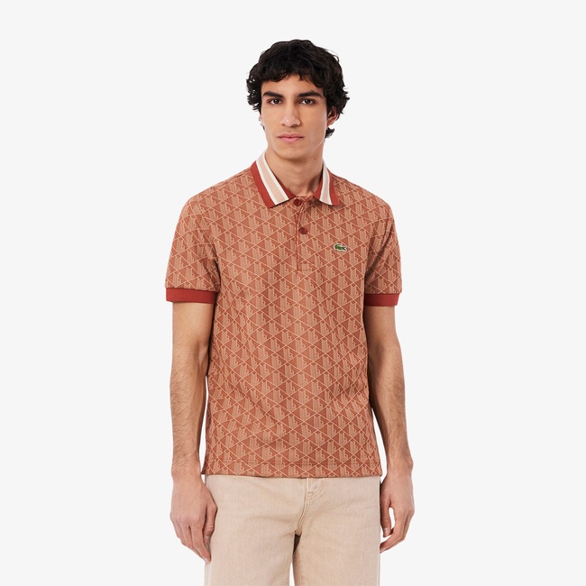  Lacoste Erkek Classic Fit Monogram Kırmızı Polo