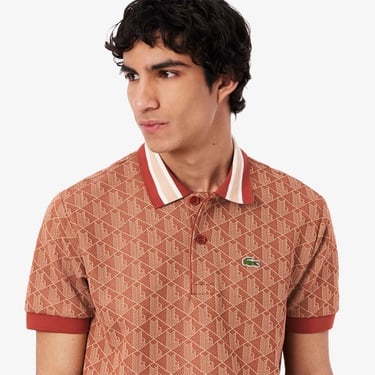  Lacoste Erkek Classic Fit Monogram Kırmızı Polo