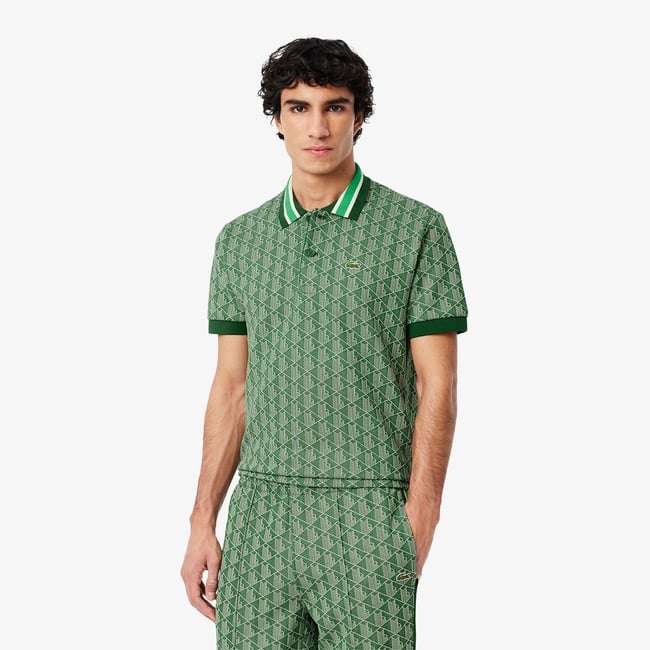  Lacoste Erkek Classic Fit Monogram Yeşil Polo