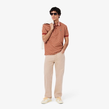  Lacoste Erkek Classic Fit Monogram Kırmızı Polo