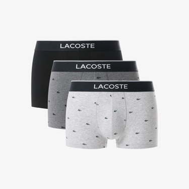  Lacoste Erkek Desenli 3'lü Renkli Boxer