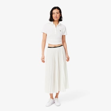  Lacoste Kadın Pileli Beyaz Etek