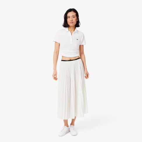  Lacoste Kadın Pileli Beyaz Etek
