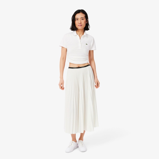  Lacoste Kadın Pileli Beyaz Etek