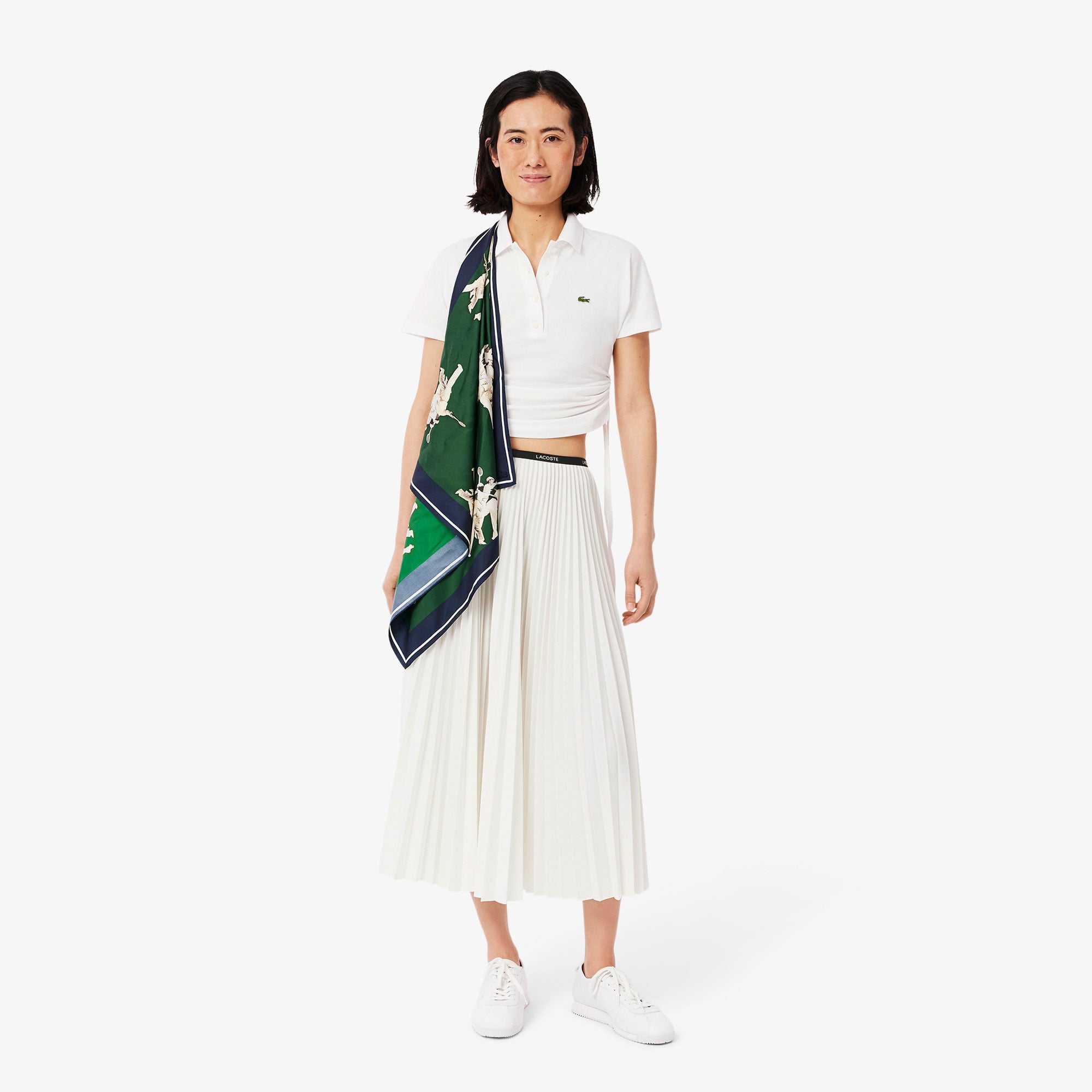 Lacoste Kadın Pileli Beyaz Etek