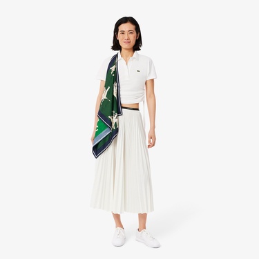  Lacoste Kadın Pileli Beyaz Etek