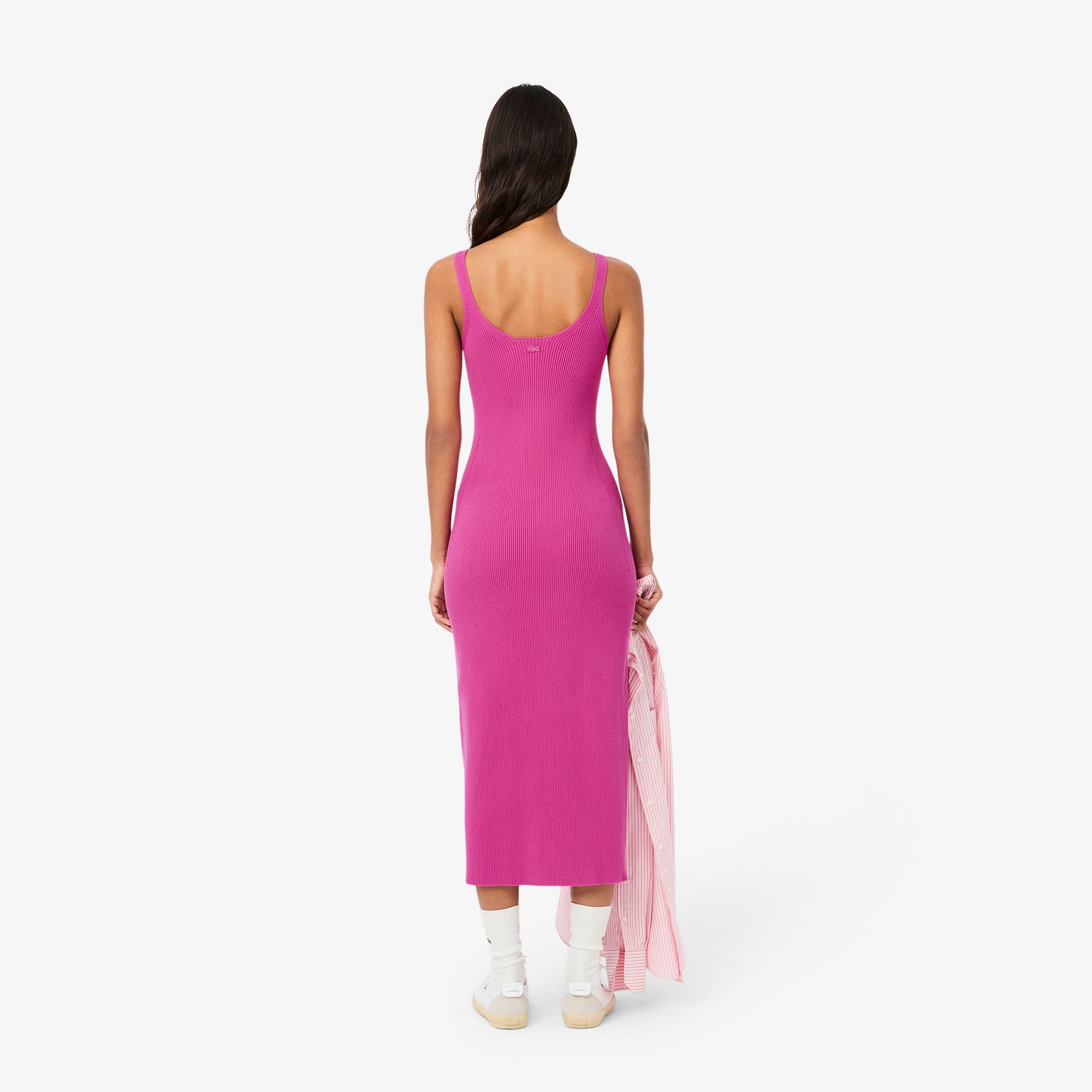 Lacoste Kadın Kolsuz V Yaka Pembe Elbise