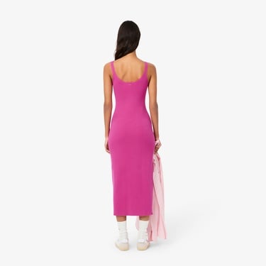  Lacoste Kadın Kolsuz V Yaka Pembe Elbise