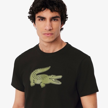  Lacoste Erkek Regular Fit Bisiklet Yaka Baskılı Siyah T-Shirt