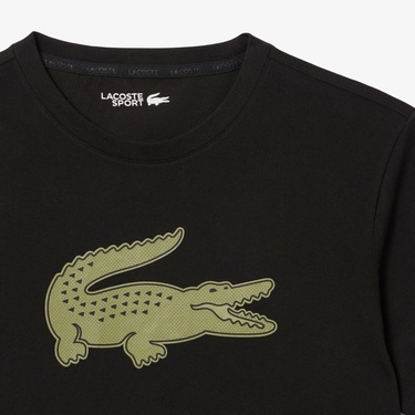  Lacoste Erkek Regular Fit Bisiklet Yaka Baskılı Siyah T-Shirt