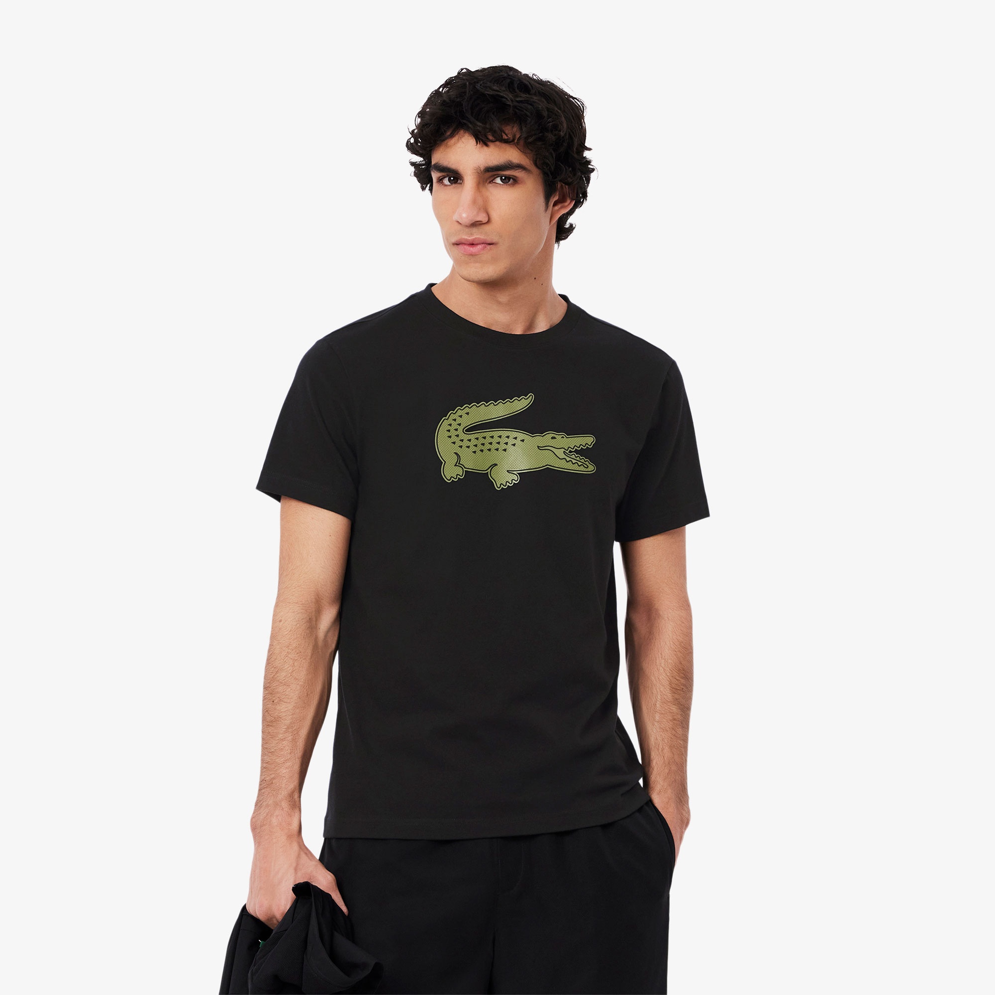 Lacoste Erkek Regular Fit Bisiklet Yaka Baskılı Siyah T-Shirt