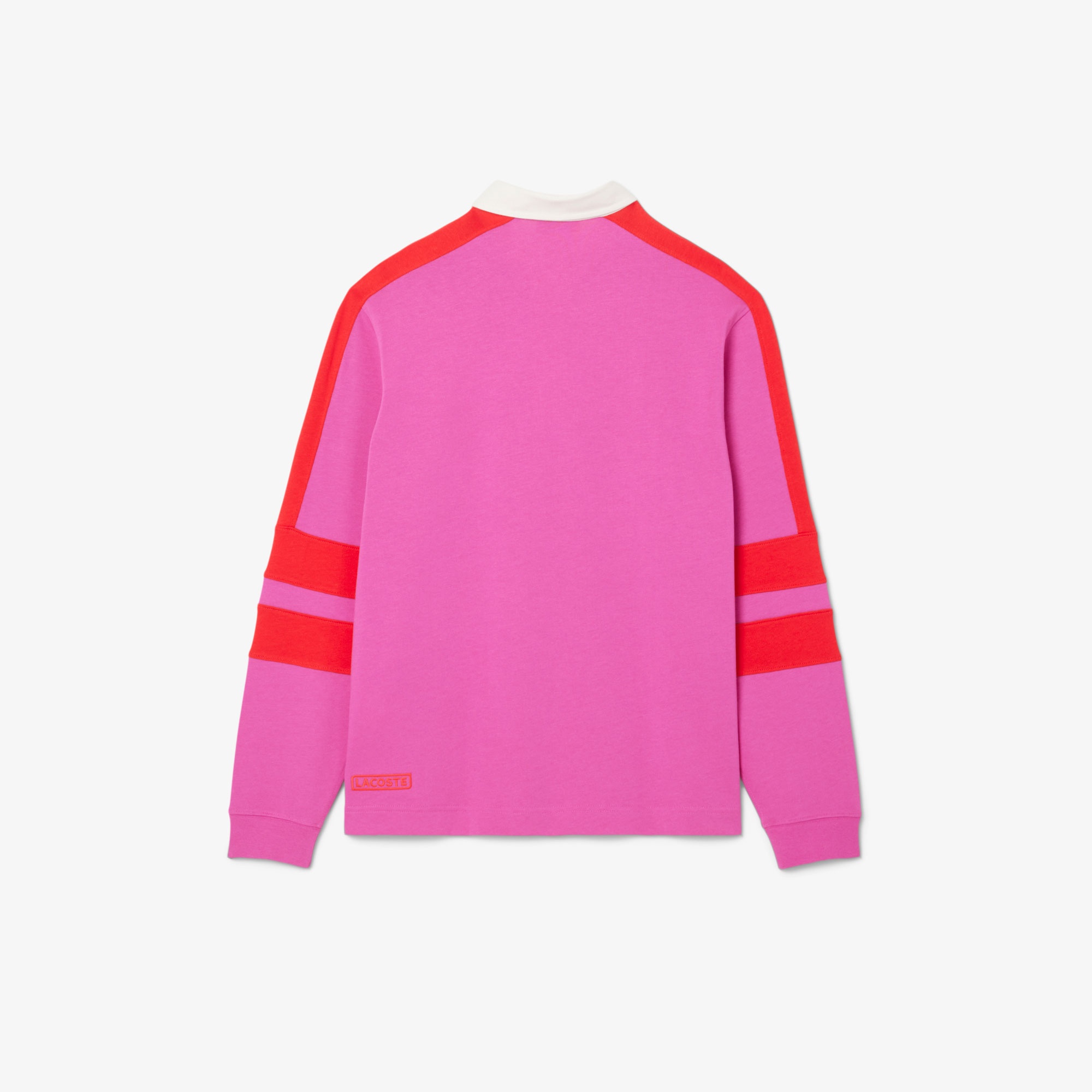 Lacoste Erkek Classic Fit Uzun Kollu Polo Yaka Renk Bloklu Pembe Rugby Polo