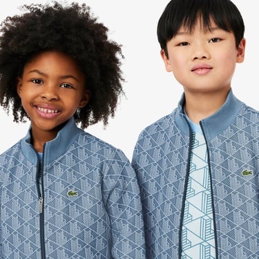  Lacoste Çocuk Fermuarlı Monogram Mavi Sweatshirt