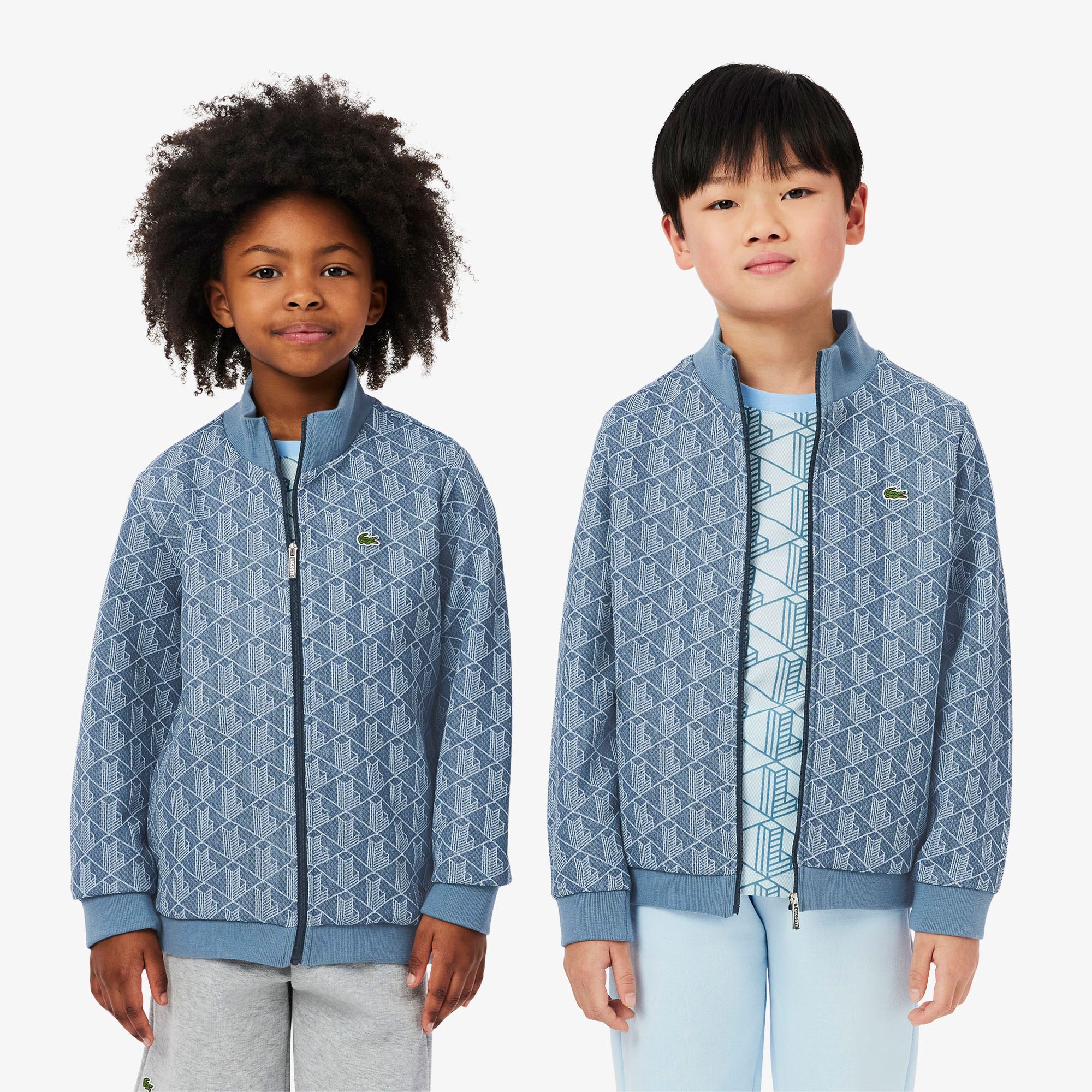 Lacoste Çocuk Fermuarlı Monogram Mavi Sweatshirt