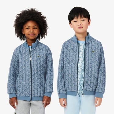  Lacoste Çocuk Fermuarlı Monogram Mavi Sweatshirt