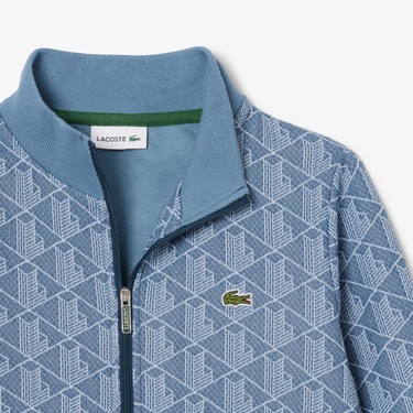 Lacoste Çocuk Fermuarlı Monogram Mavi Sweatshirt