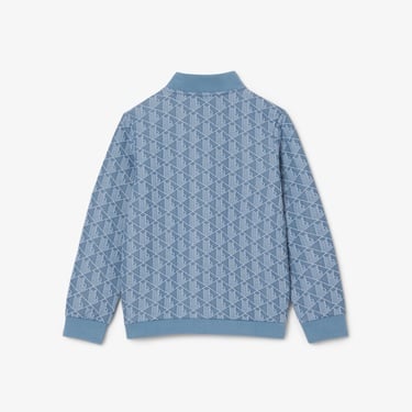  Lacoste Çocuk Fermuarlı Monogram Mavi Sweatshirt