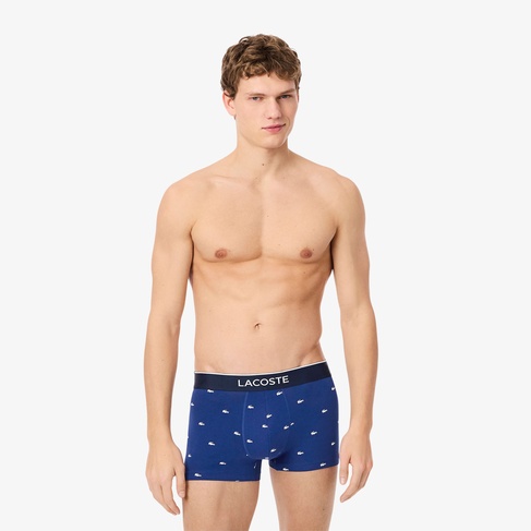  Lacoste Erkek Desenli 3'lü Renkli Boxer