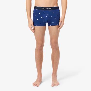  Lacoste Erkek Desenli 3'lü Renkli Boxer